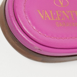 Pre Owned Valentino Purple Leather Roman Stud Flat Slides Size 38.5