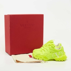 Pre Owned Valentino Fluorescent Green Mesh/Leather Climbers Sneakers Size 36