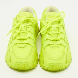 Pre Owned Valentino Fluorescent Green Mesh/Leather Climbers Sneakers Size 36