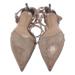 مملوكة مسبقًا Valentino Black Patent Leather Rockstud Sandals Size 42