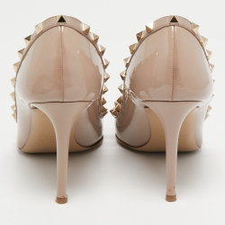 Pre Owned Valentino Dusty Pink Patent Leather Rockstud Pumps Size 40.5