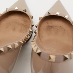 Pre Owned Valentino Dusty Pink Patent Leather Rockstud Pumps Size 40.5