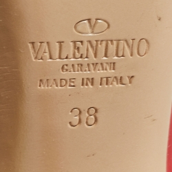 Pre Owned Valentino Red Patent Leather Rockstud Ankle Strap Pumps Size 38