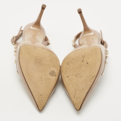 Pre Owned Valentino Dusty Pink Patent Leather Rockstud D'orsay Slingback Pumps Size 38