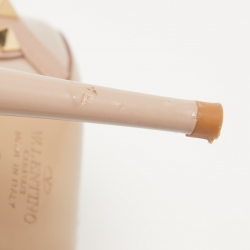 Pre Owned Valentino Beige Patent and Leather Rockstud Ankle Strap Pumps Size 39