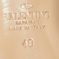 Pre Owned Valentino Beige Leather Rockstud Ankle Strap Pumps Size 40