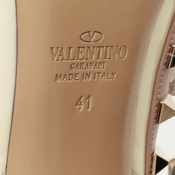 Pre Owned Valentino Cream/Beige Patent and Leather Rockstud Pumps Size 41