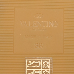 Pre Owned Valentino Tan Leather VLogo Signature Platform Slides Size 36