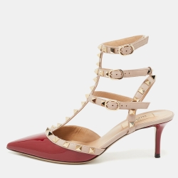 Valentino Red/Beige Patent and Leather Rockstud Pumps Size 37.5 | TLC
