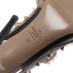 Pre Owned Valentino Black Patent Leather Rockstud Sandals Size 41