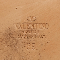 Pre Owned Valentino Dusty Pink Leather Rockstud Ankle Wrap Flat Sandals Size 39