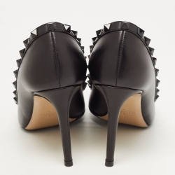 Pre Owned Valentino Black Leather Rockstud Pumps Size 38