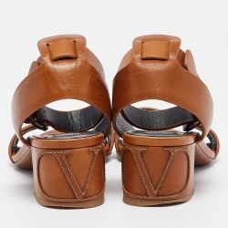 Valentino Brown Leather Ankle Strap Sandals Size 37