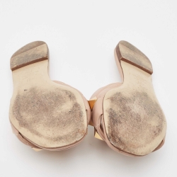 Pre Owned Valentino Beige Quilted Leather Roman Stud Flat Slides Size 36.5