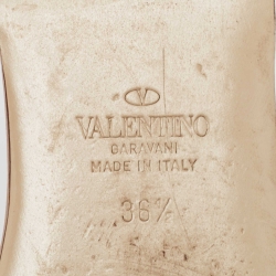 Pre Owned Valentino Beige Quilted Leather Roman Stud Flat Slides Size 36.5