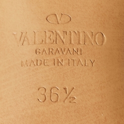 Pre Owned Valentino Navy Blue Patent Leather Vlogo Slingback Pumps Size 36.5