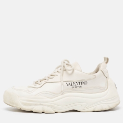 مملوكة مسبقًا Valentino White Leather Gumboy Sneakers Size 38