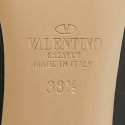 Valentino Black/Dusty Pink Leather Rockstud Ankle Strap Pumps Size 38.5