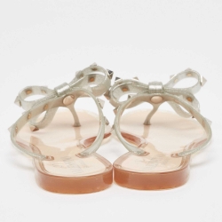 Pre Owned Valentino Silver Jelly Bow Thong Flats Size 36