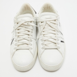 Pre Owned Valentino White Leather VLTN Open Sneakers Size 37