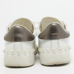 Pre Owned Valentino White Leather VLTN Open Sneakers Size 37