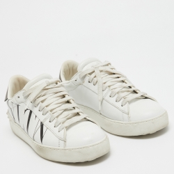 Pre Owned Valentino White Leather VLTN Open Sneakers Size 37