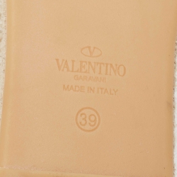 Pre Owned Valentino Black Leather Rockstud Espadrille Mules Size 39