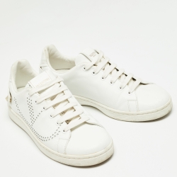 Pre Owned Valentino White Leather Vlogo Backnet Sneakers Size 36