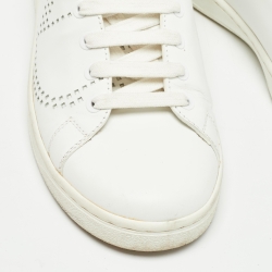 Pre Owned Valentino White Leather Vlogo Backnet Sneakers Size 36