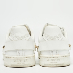 Pre Owned Valentino White Leather Vlogo Backnet Sneakers Size 36