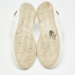 Pre Owned Valentino White Leather Vlogo Backnet Sneakers Size 36