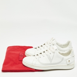 Pre Owned Valentino White Leather Vlogo Backnet Sneakers Size 36