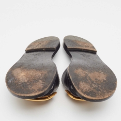 مملوكة مسبقًا Valentino Black Leather Escape VLogo Flat Slides Size 38