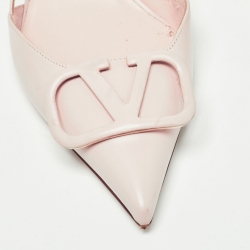 Pre Owned Valentino Pink Leather Escape VLogo Pointed Toe Slingback Pumps Size 39
