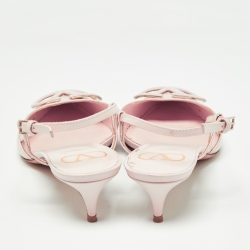 Pre Owned Valentino Pink Leather Escape VLogo Pointed Toe Slingback Pumps Size 39