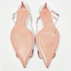 Pre Owned Valentino Pink Leather Escape VLogo Pointed Toe Slingback Pumps Size 39