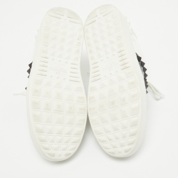 Pre Owned Valentino White/Black Leather Rockstud Untitled Sneakers Size 37