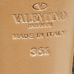 Pre Owned Valentino Black Lace Bow Peep Toe Platform Pumps Size 36.5