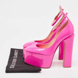 Pre Owned Valentino Pink Patent Tan-Go Platform Pumps Size 37
