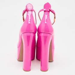 Pre Owned Valentino Pink Patent Tan-Go Platform Pumps Size 37