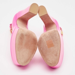 Pre Owned Valentino Pink Patent Tan-Go Platform Pumps Size 37