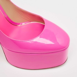 Pre Owned Valentino Pink Patent Tan-Go Platform Pumps Size 37