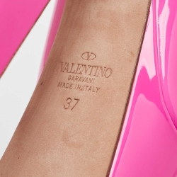 Pre Owned Valentino Pink Patent Tan-Go Platform Pumps Size 37