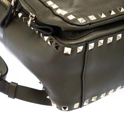 Valentino Olive Green Leather Medium Rockstud Backpack