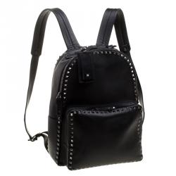 Pre Owned Valentino Black Leather Rockstud Backpack