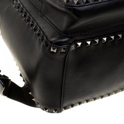 Pre Owned Valentino Black Leather Rockstud Backpack