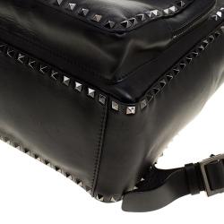 Pre Owned Valentino Black Leather Rockstud Backpack
