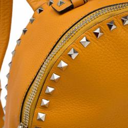 Pre Owned Valentino Yellow Leather Medium Rockstud Backpack