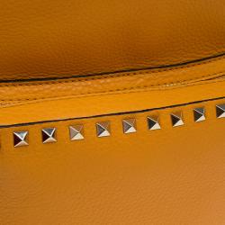 Pre Owned Valentino Yellow Leather Medium Rockstud Backpack