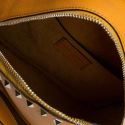 Pre Owned Valentino Yellow Leather Medium Rockstud Backpack